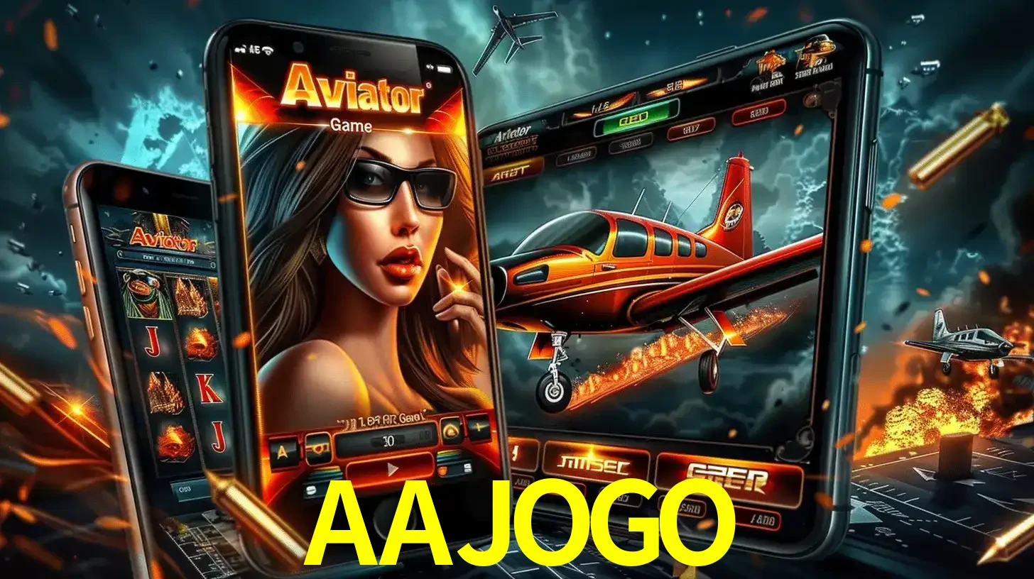 O popular jogo de apostas Aviator exibido em vários celulares e tablets, mostrando a interface emocionante e a ação de voo disponíveis para jogar agora no AAJOGO.