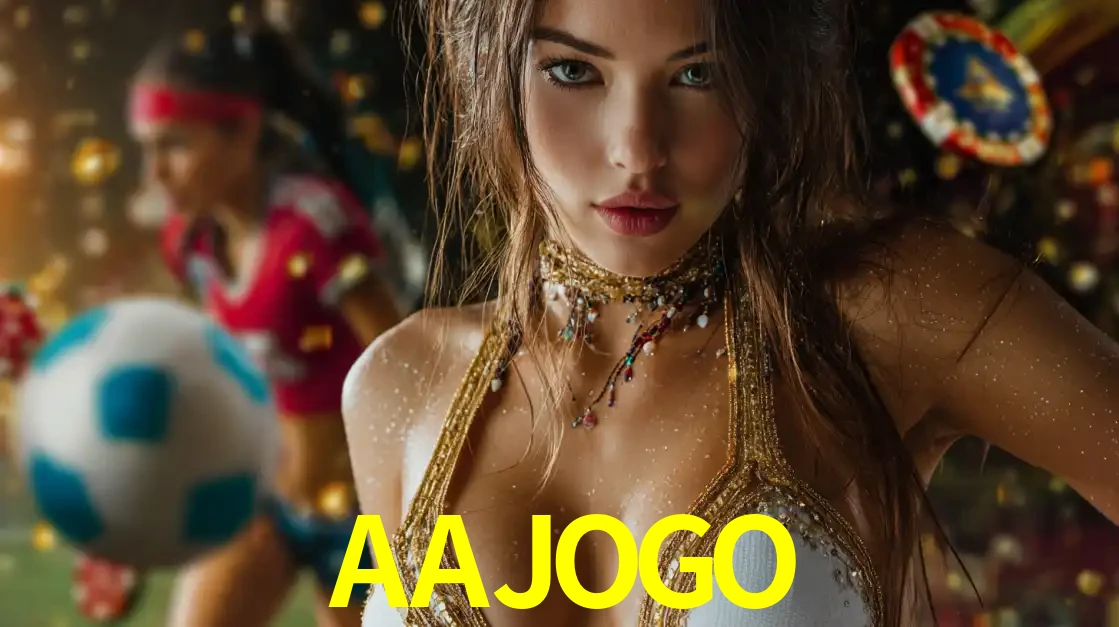 Mulher elegante representando a combinação de glamour e emoção das apostas esportivas, com uma jogadora de futebol ao fundo, destacando a ação no AAJOGO.