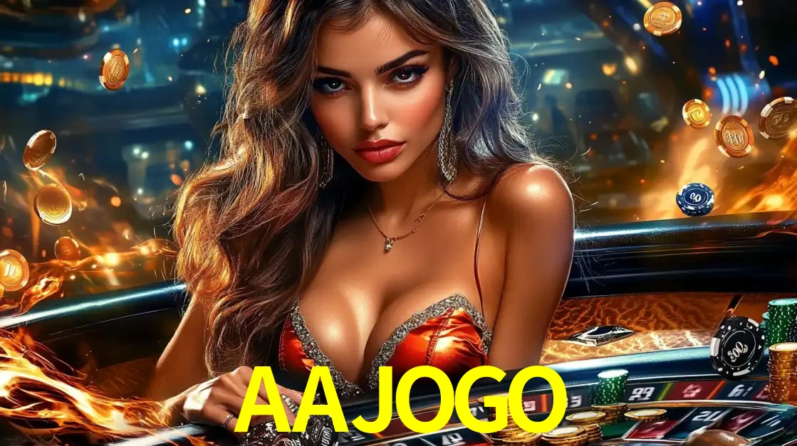 Mulher glamourosa em uma mesa de roleta com um fundo de chamas e moedas voadoras, pronta para fazer sua aposta e ganhar grandes prêmios no cassino ao vivo AAJOGO.